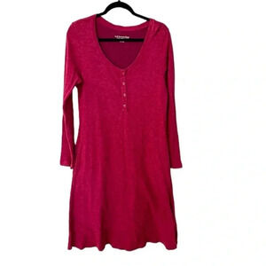 Soft Surroundings Women's Dark Pink Long Sleeve Tunic Dress w/ Pockets Sz S GUC